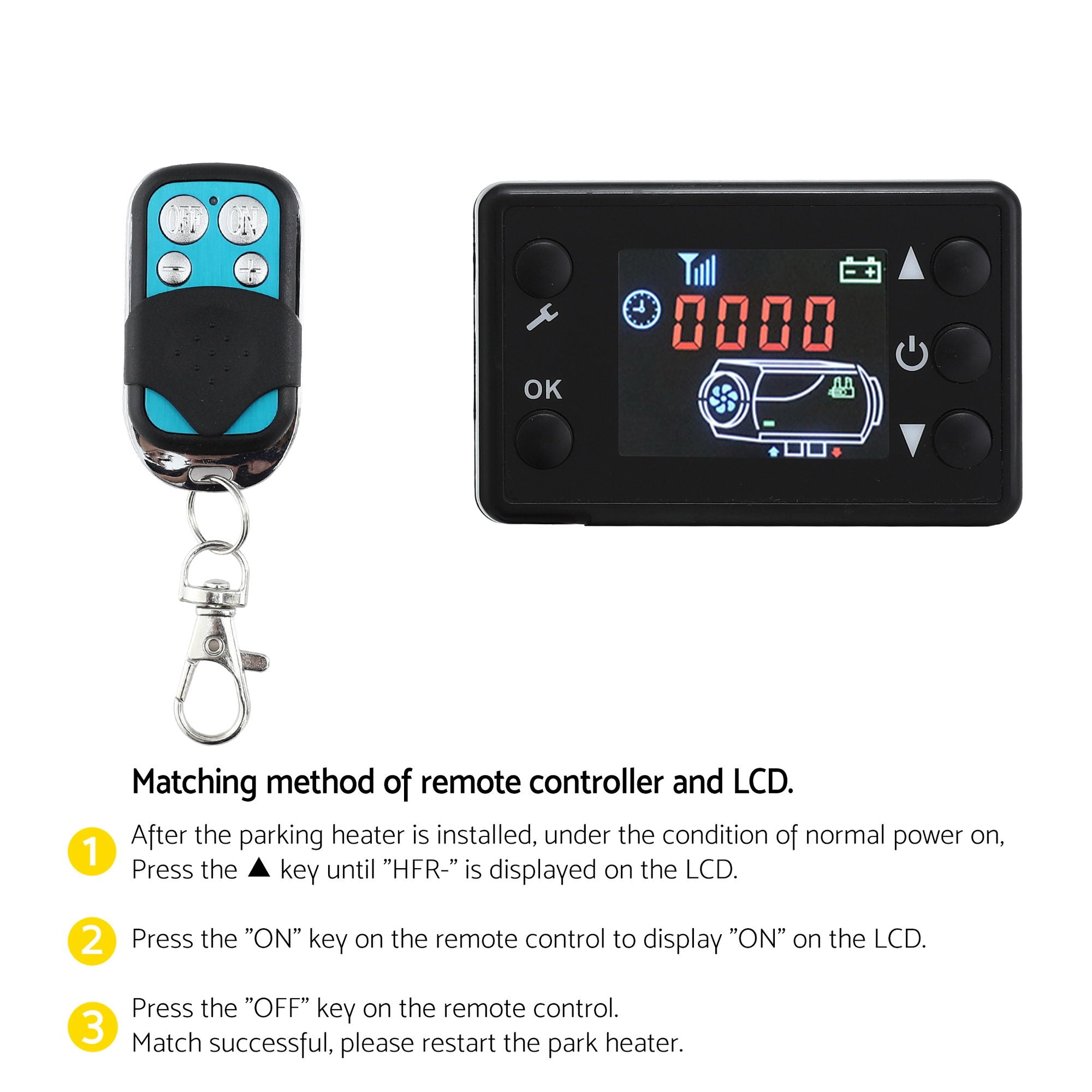 Giantz Diesel Air Heater 12-24V 2KW LCD Display Remote Control for Car Bus RV Indoor Black