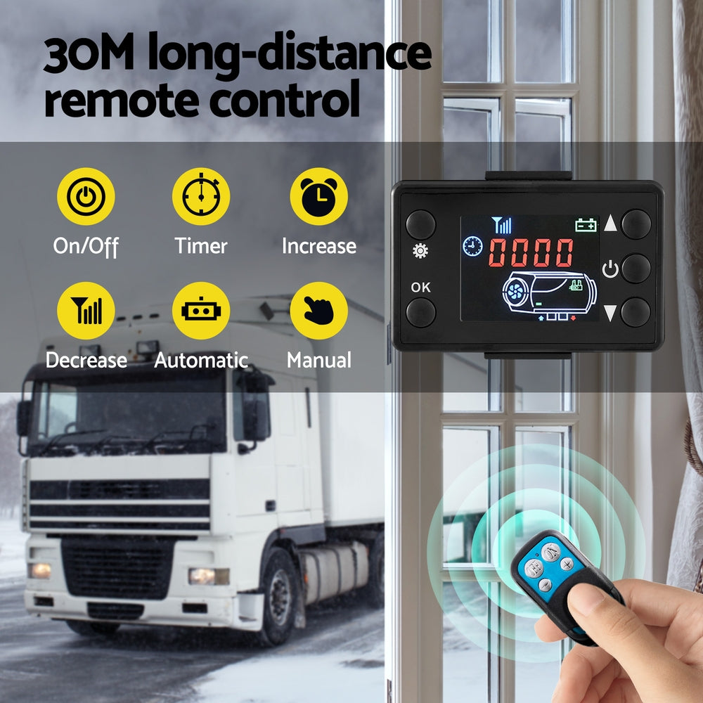 Gas & Oil Heaters: Giantz Diesel Air Heater 12V 5KW LCD Display Remote Control for Car Bus RV Indoor 10L