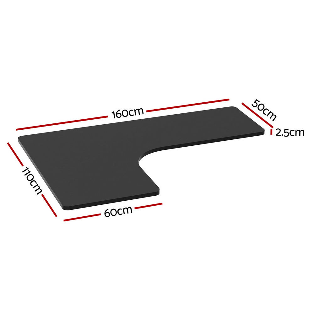 Desks: Artiss Standing Desk Top L-shape Black 160CM