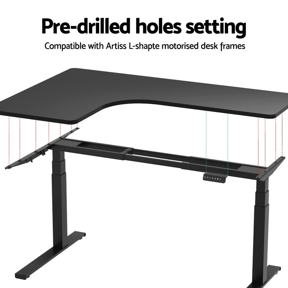 Desks: Artiss Standing Desk Top L-shape Black 160CM