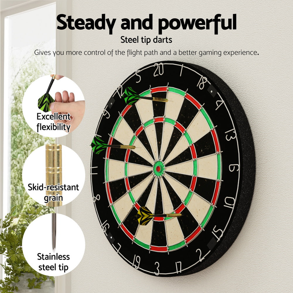 Board Games: 18" Dartboard Dart Board with Steel Darts Competition Party Game