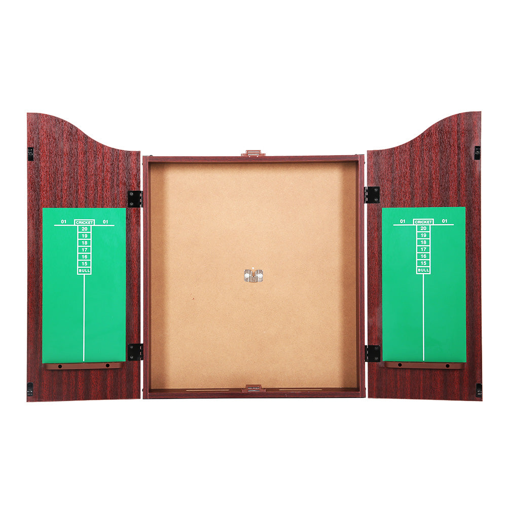 Board Games: 18" Dartboard Dart Board with Steel Darts Wooden Cabinet Party Game