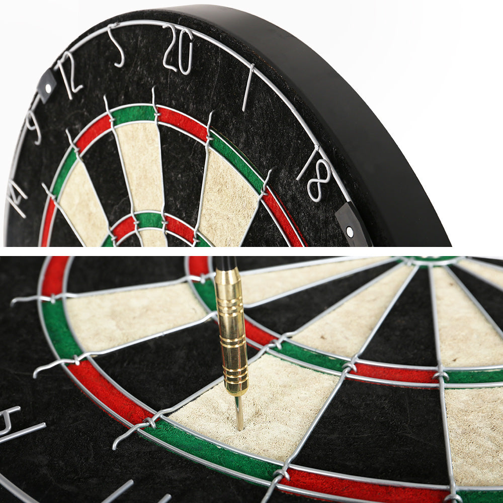 Board Games: 18" Dartboard Dart Board with Steel Darts Wooden Cabinet Party Game