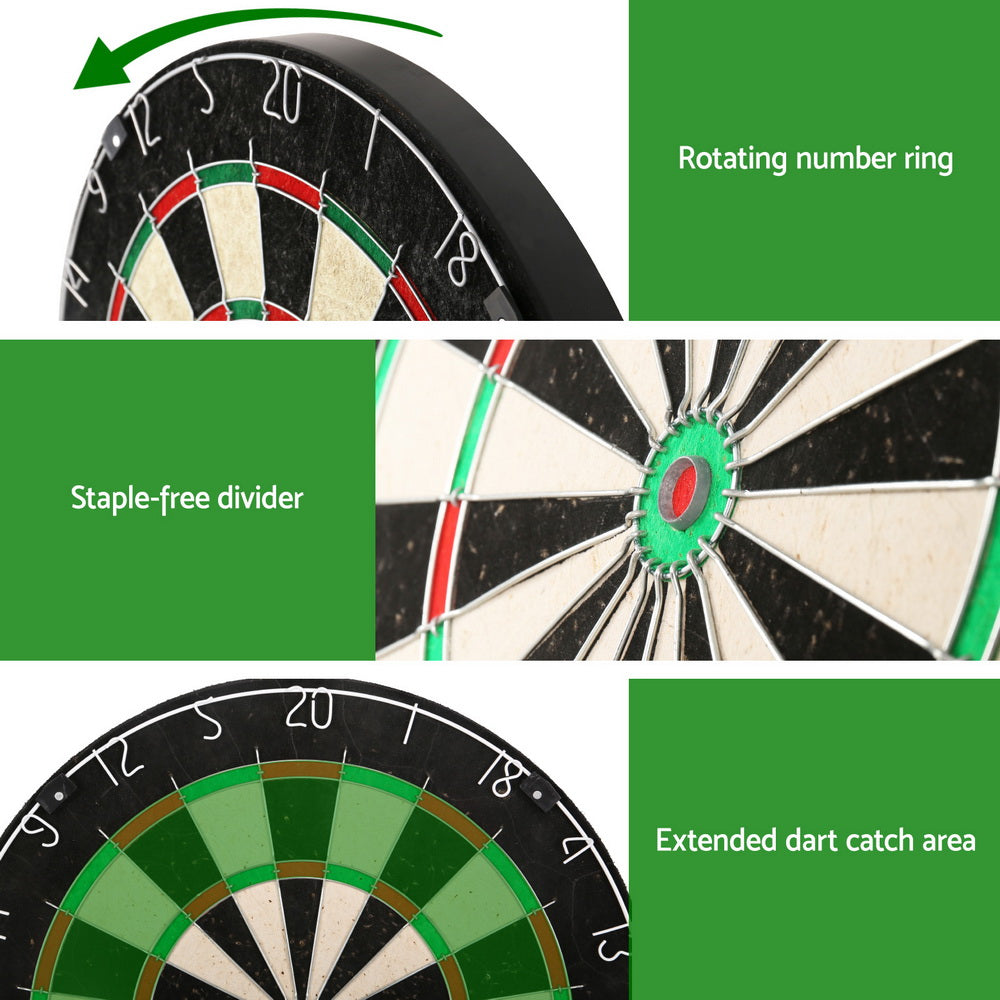 Board Games: 18" Dartboard Dart Board with Steel Darts Wooden Cabinet Party Game