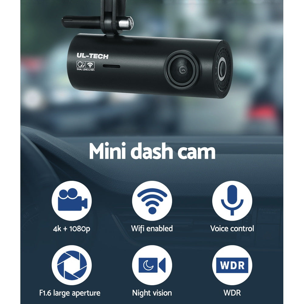 Security Cameras & Accessories: UL-tech Dash Camera 4K Hidden Front Rear WiFi