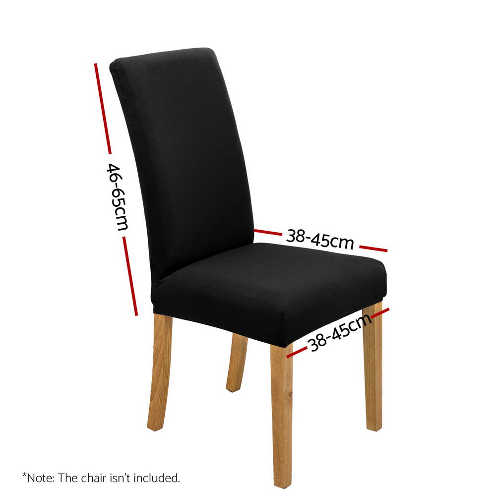 Dining Set: Artiss Dining Chair Covers 4x Slipcovers Spandex Stretch Banquet Wedding Black