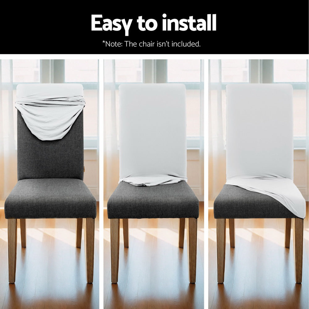 Dining Set: Artiss Dining Chair Covers 4x Slipcovers Spandex Stretch Banquet Wedding White