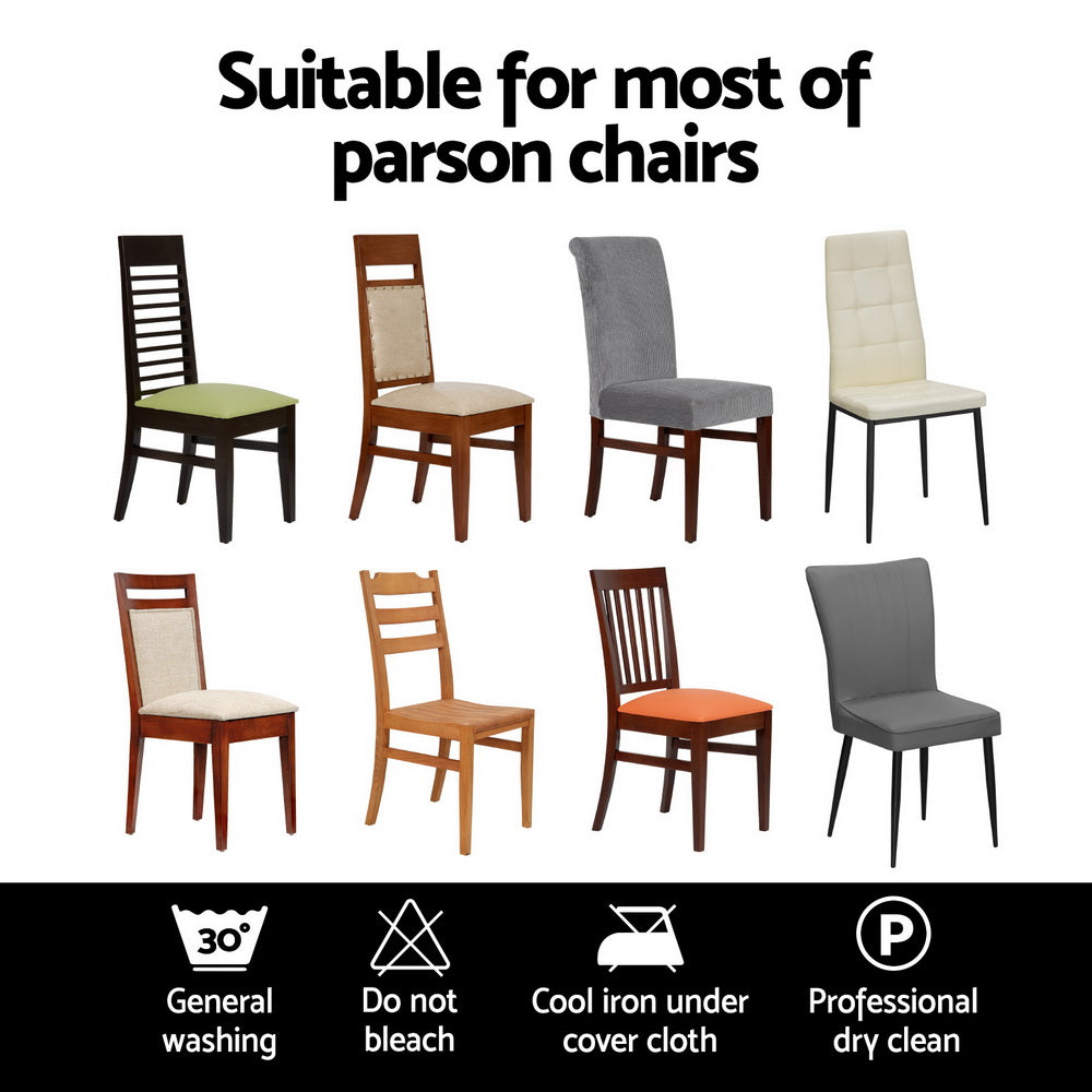 Dining Set: Artiss Dining Chair Covers 6x Slipcovers Spandex Stretch Banquet Party Dark Grey