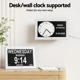 Clocks: Artiss 10" Digital Day Clock Alarm Calendar Dementia Date Week Desk Clocks White