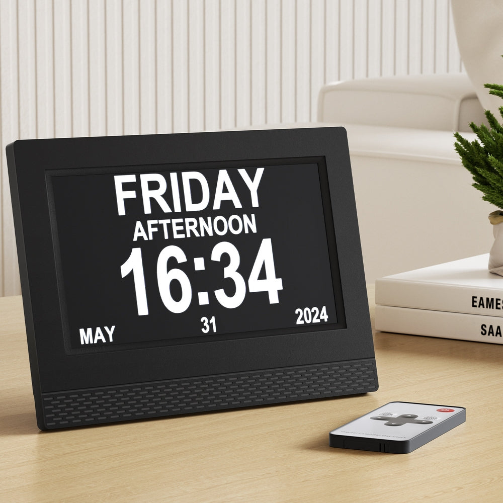 Clocks: Artiss 7" Digital Day Clock Calendar Alarm Black