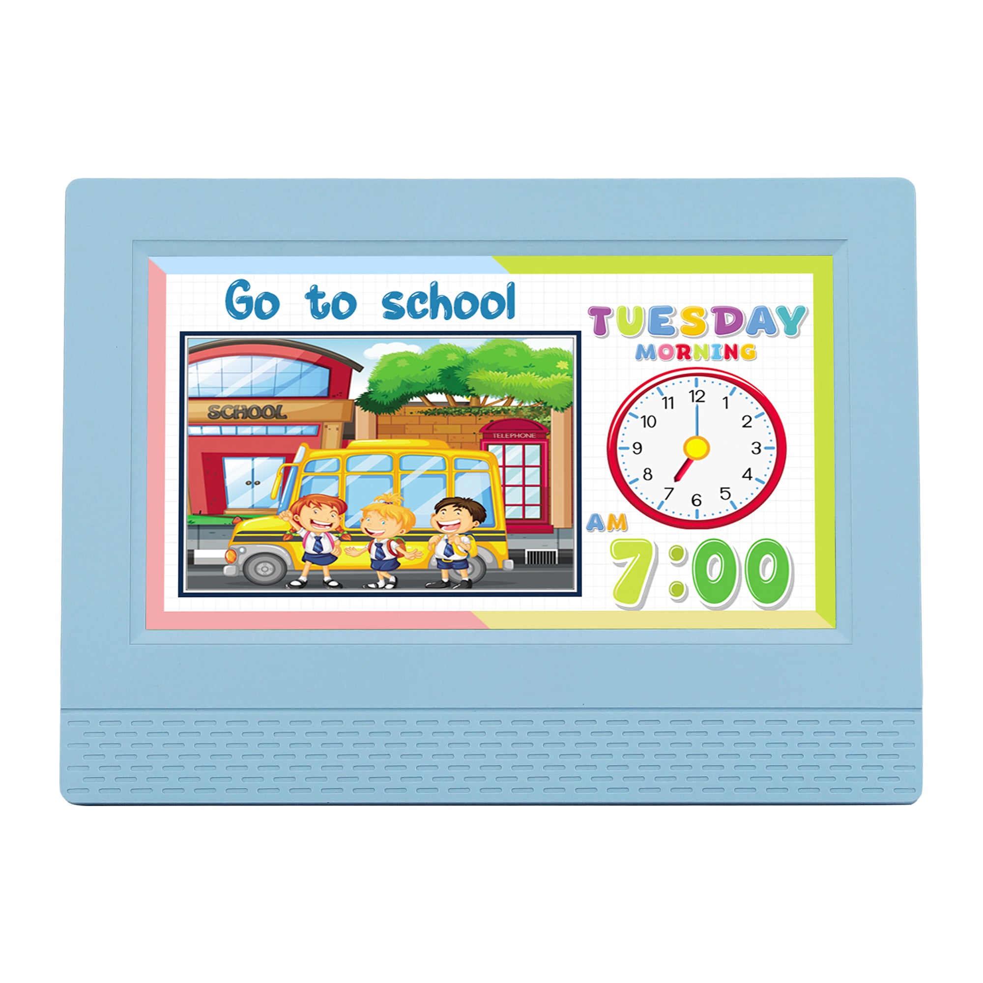 Clocks: Artiss 7" Digital Day Clock Calendar Alarm LCD Children Sleep Trainer Clocks Blue