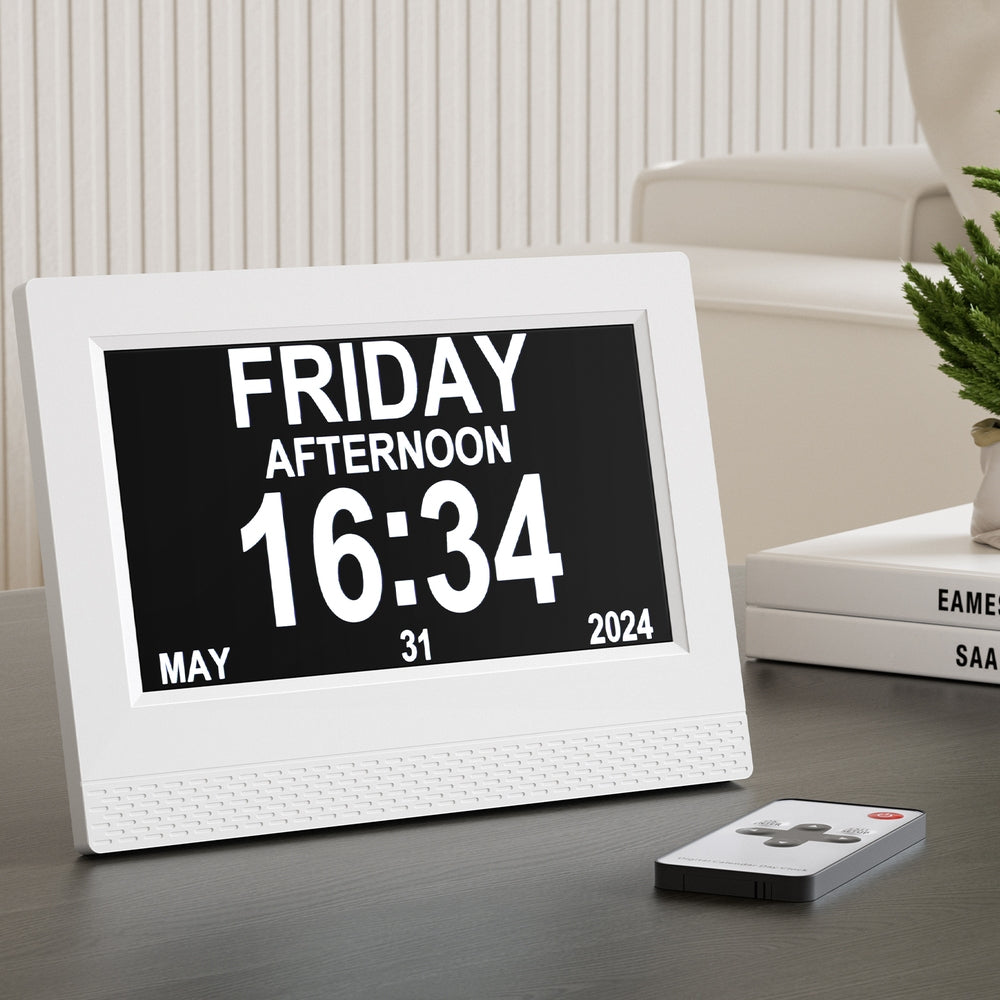 Clocks: Artiss 7" Digital Day Clock Calendar Alarm White