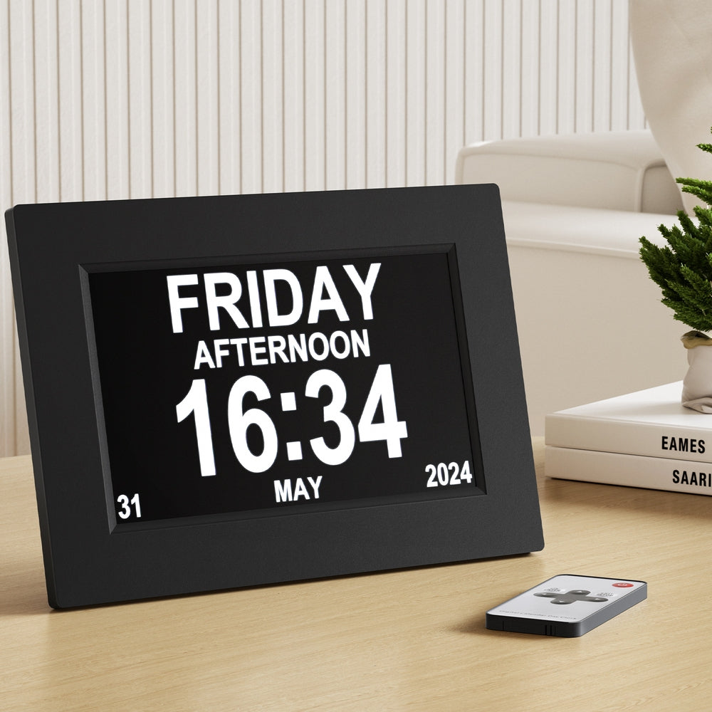 Clocks: Artiss 8" Digital Day Clock Calendar Alarm Black