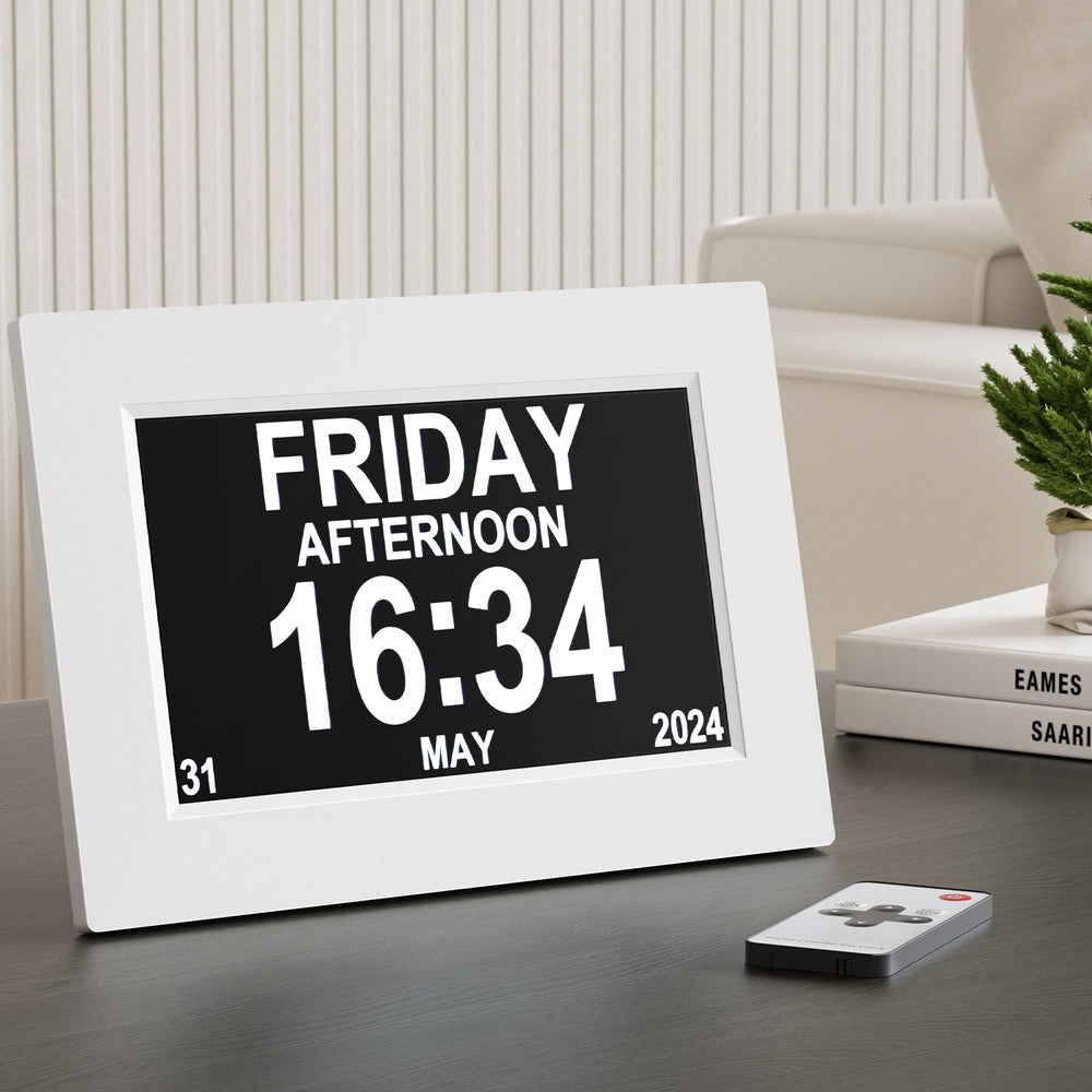 Clocks: Artiss 8" Digital Day Clock Calendar Alarm White