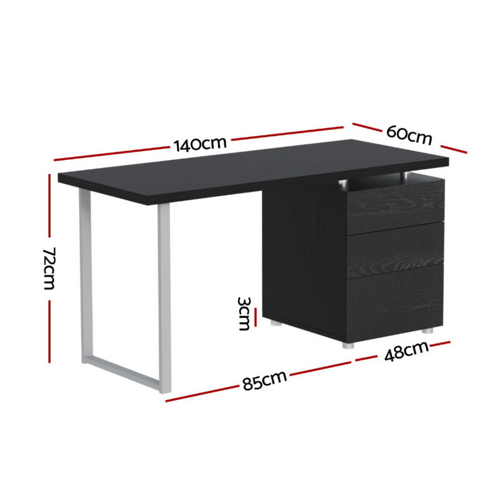 Desks: Artiss Computer Desk Drawer Black 140CM