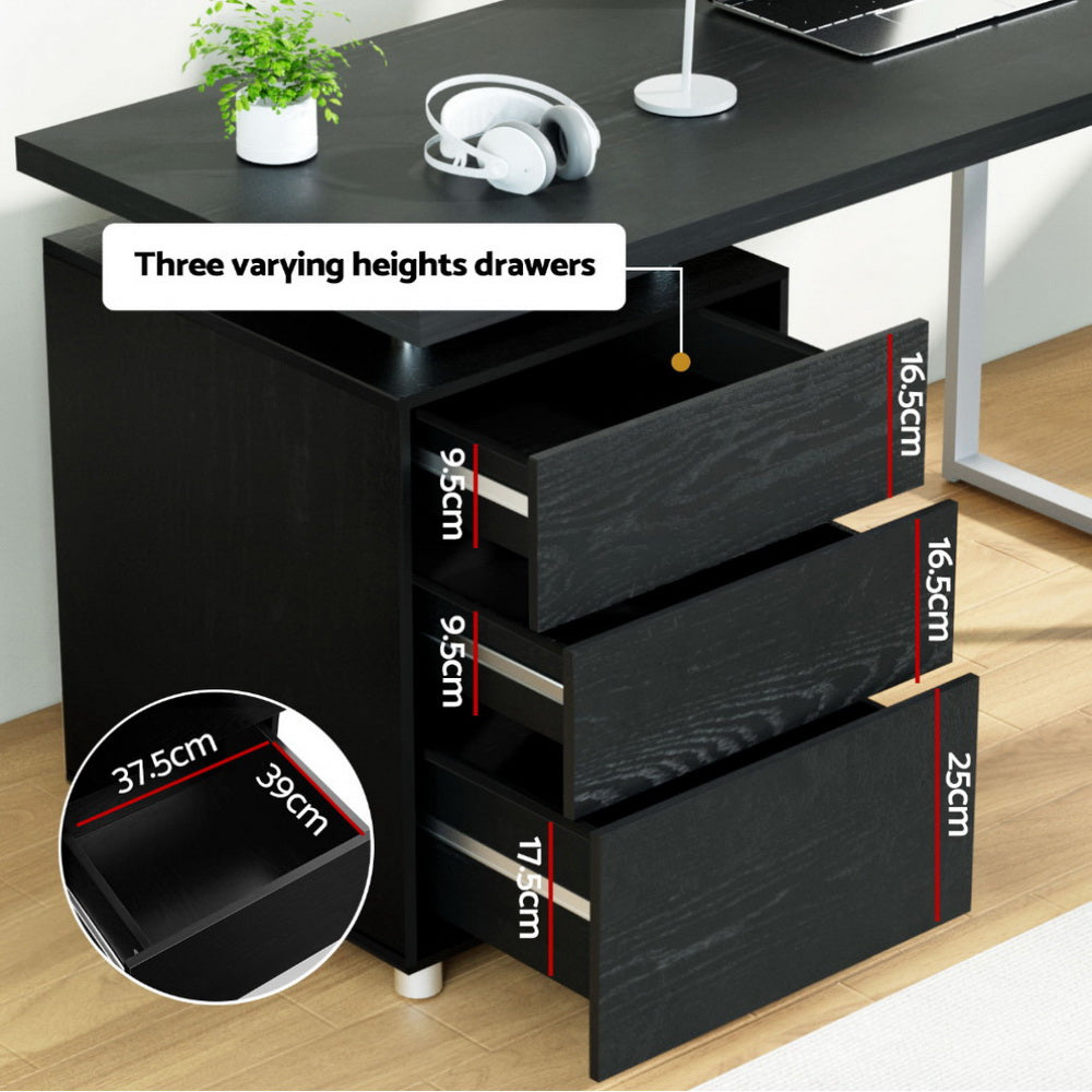 Desks: Artiss Computer Desk Drawer Black 140CM