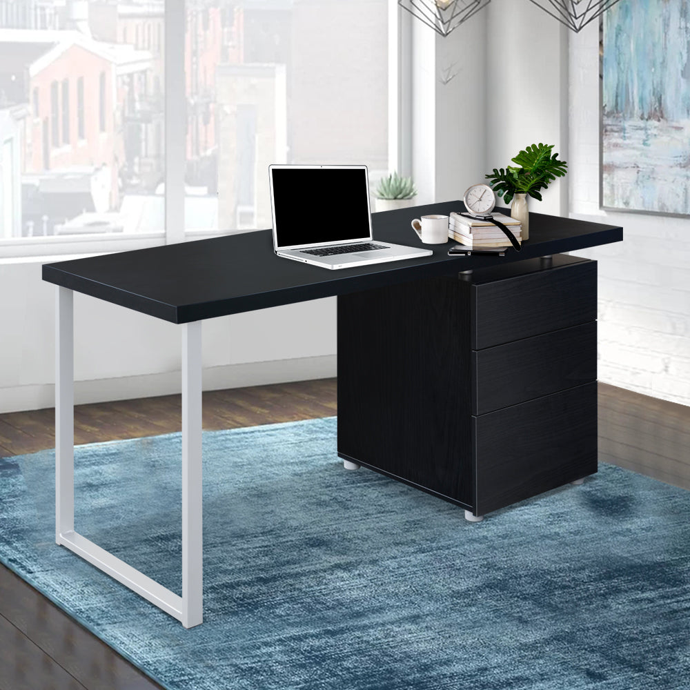 Desks: Artiss Computer Desk Drawer Black 140CM
