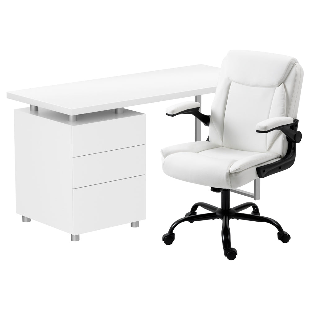 Office & Desk Chairs: Artiss Computer Desk Executive Office Chairs Sets White