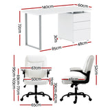 Artiss Computer Desk Executive Office Chairs Sets White