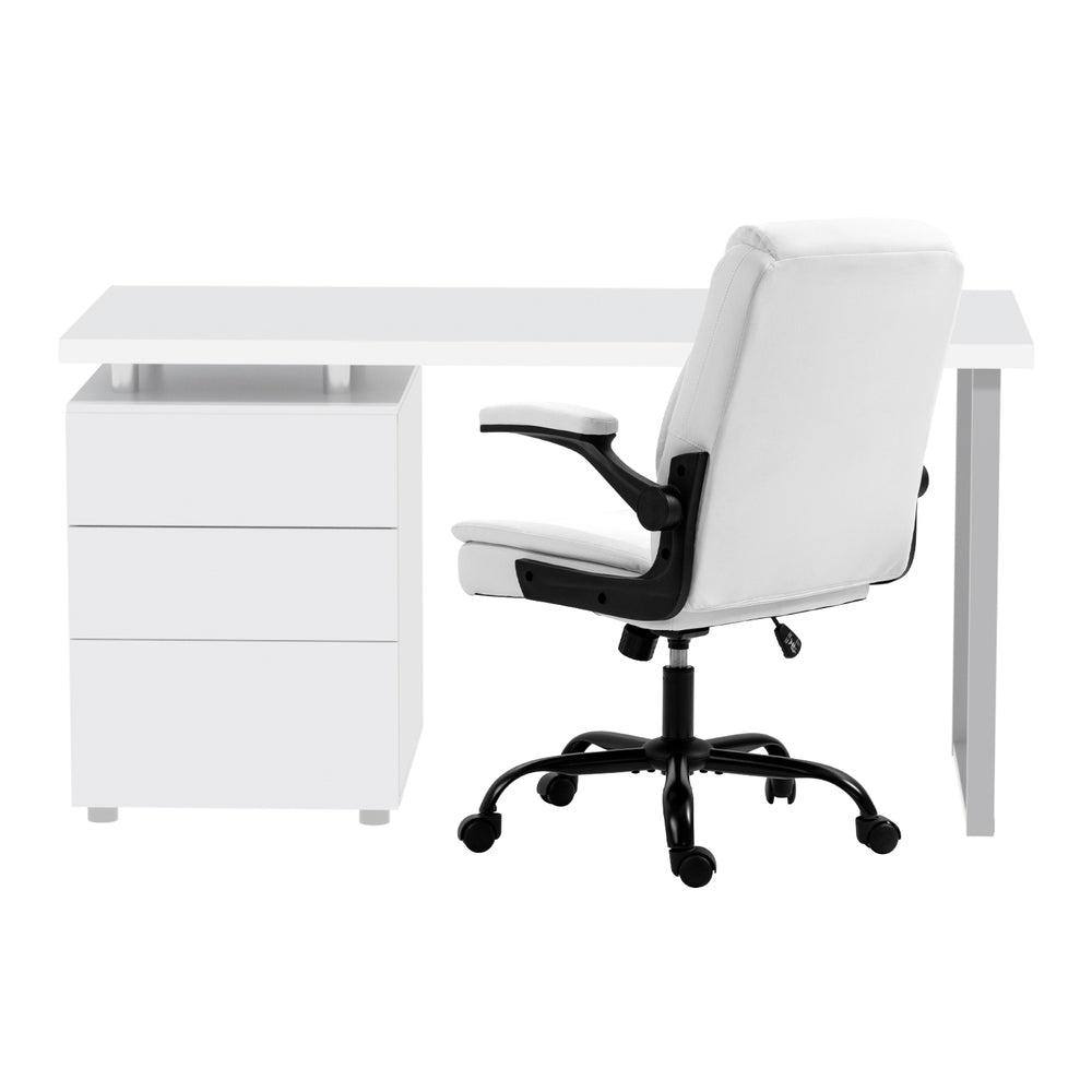 Office & Desk Chairs: Artiss Computer Desk Executive Office Chairs Sets White