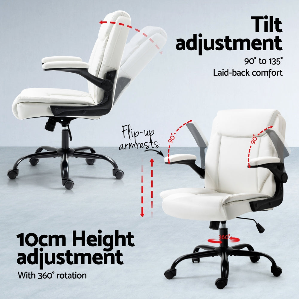 Office & Desk Chairs: Artiss Computer Desk Executive Office Chairs Sets White