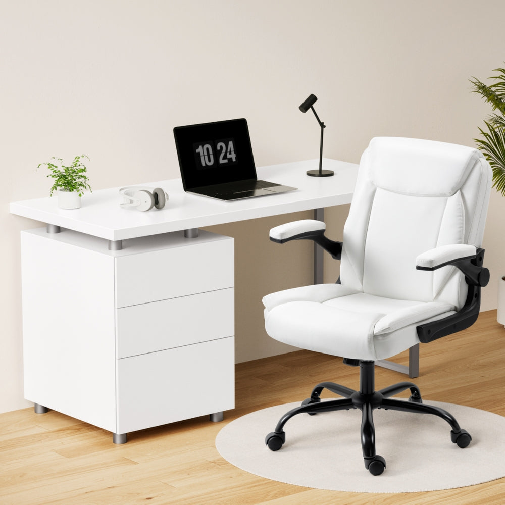 Office & Desk Chairs: Artiss Computer Desk Executive Office Chairs Sets White