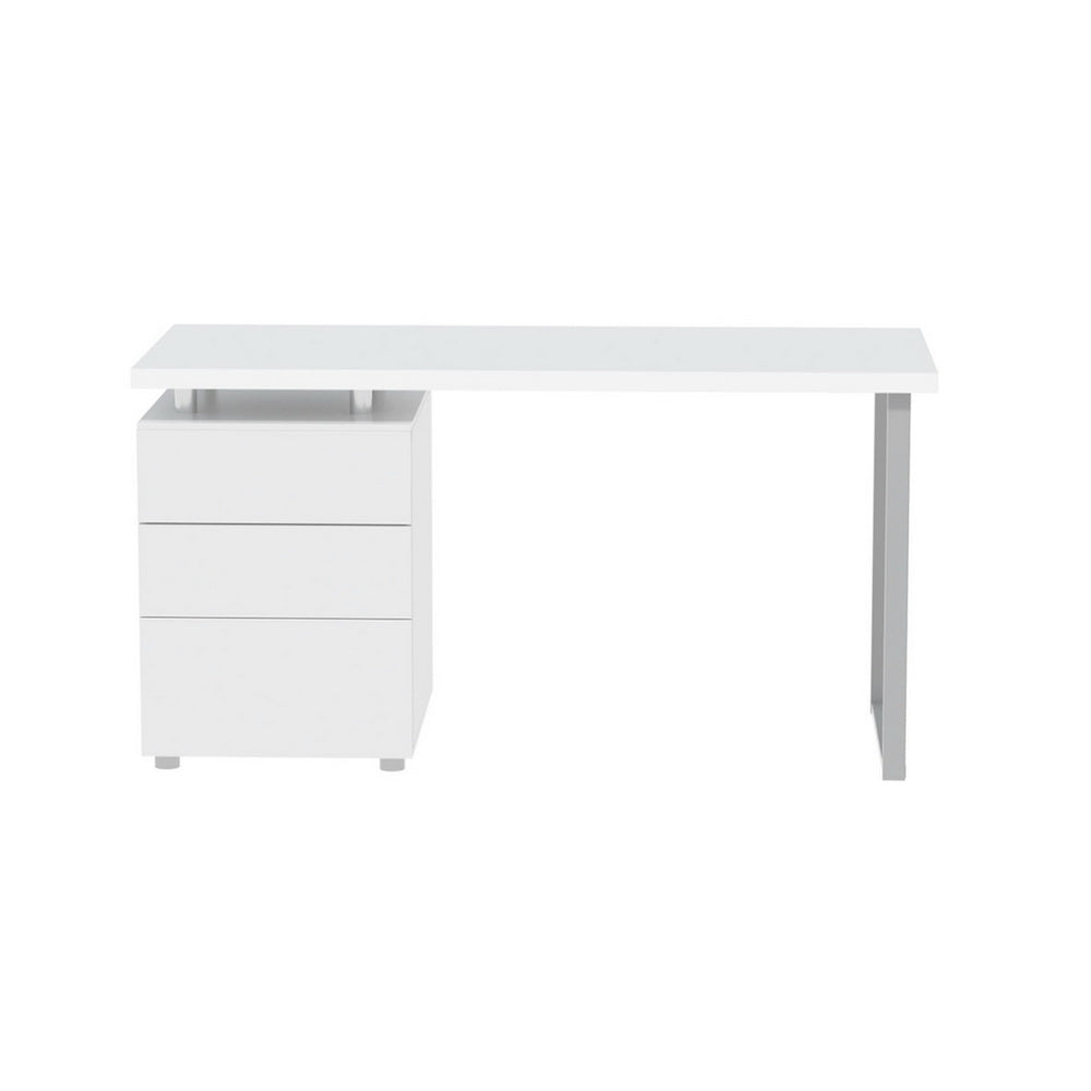Desks: Artiss Computer Desk Drawer White 140CM