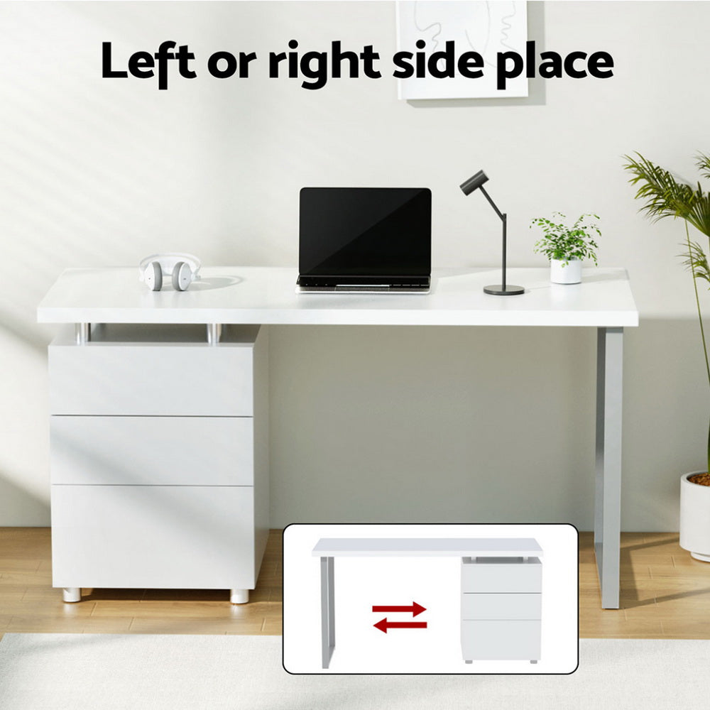 Desks: Artiss Computer Desk Drawer White 140CM
