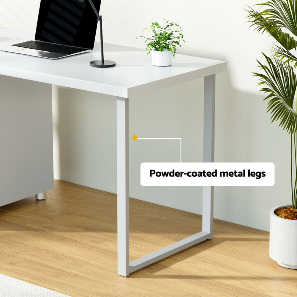 Desks: Artiss Computer Desk Drawer White 140CM