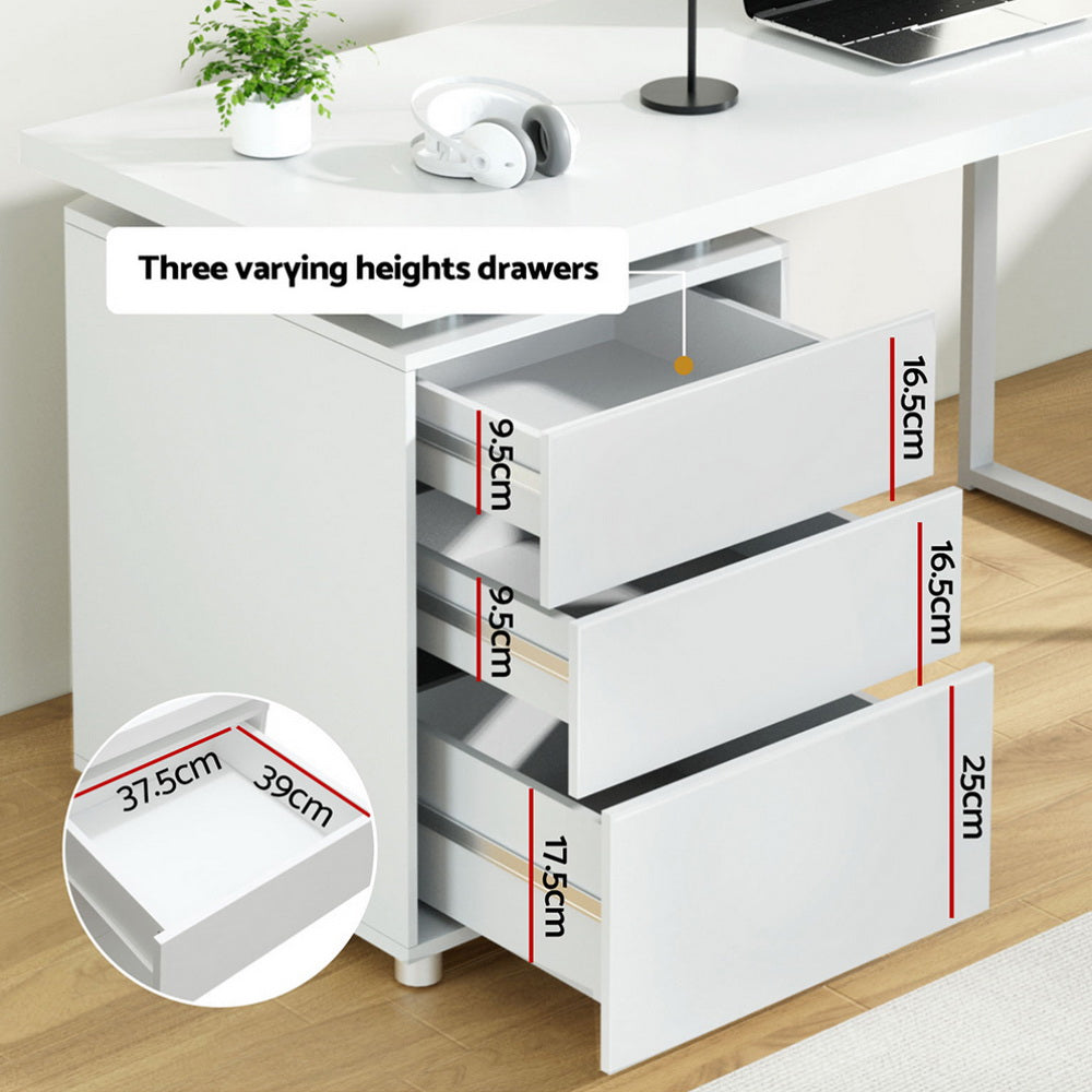 Desks: Artiss Computer Desk Drawer White 140CM