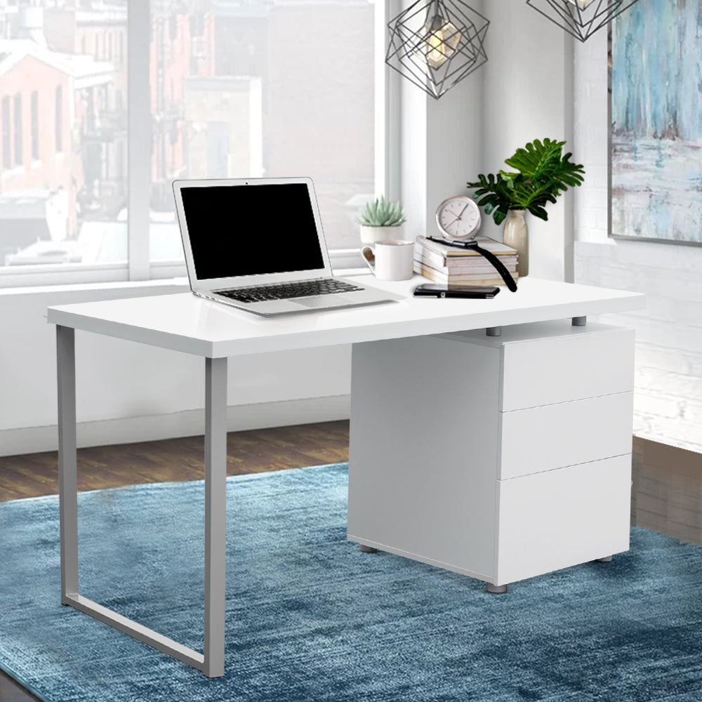 Desks: Artiss Computer Desk Drawer White 140CM