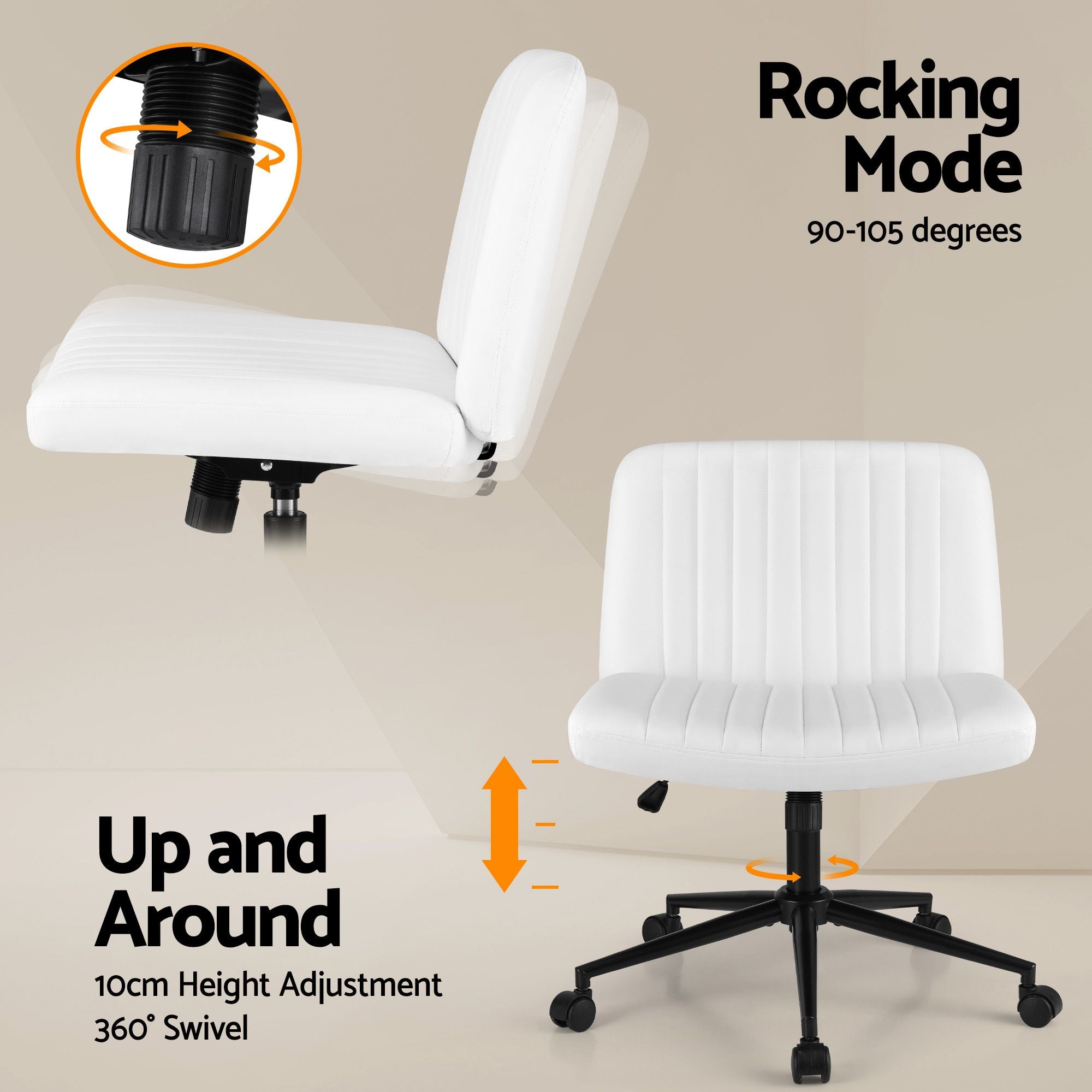 Artiss Office Desk & Chair Set 150cm Computer Desk with 6 Storage Shelves & Ergonomic Cross Legged Chair Armless Cross PU Leather Office Chair with Wheels