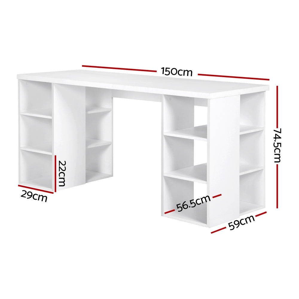 Desks: Artiss Computer Desk Bookshelf White 150CM