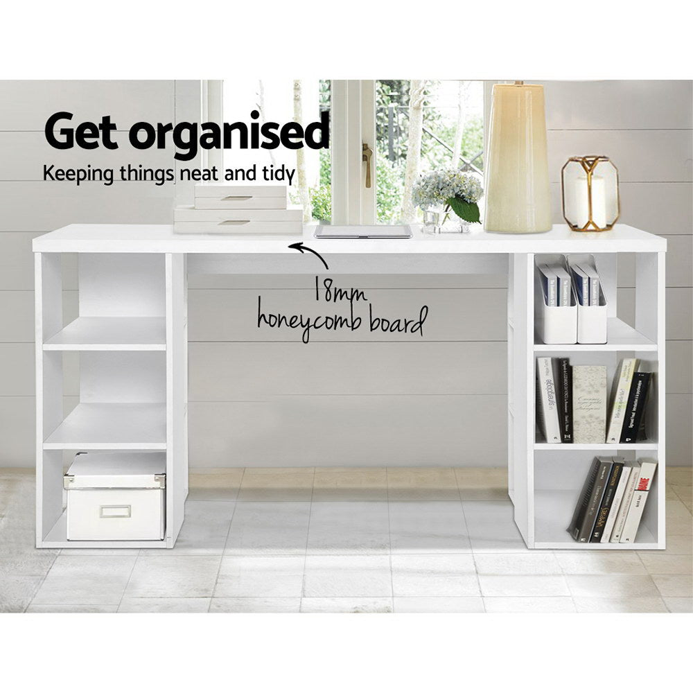 Desks: Artiss Computer Desk Bookshelf White 150CM