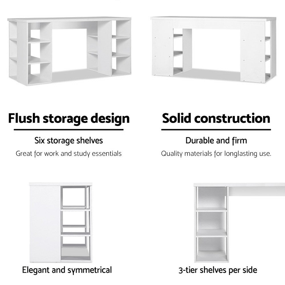 Desks: Artiss Computer Desk Bookshelf White 150CM