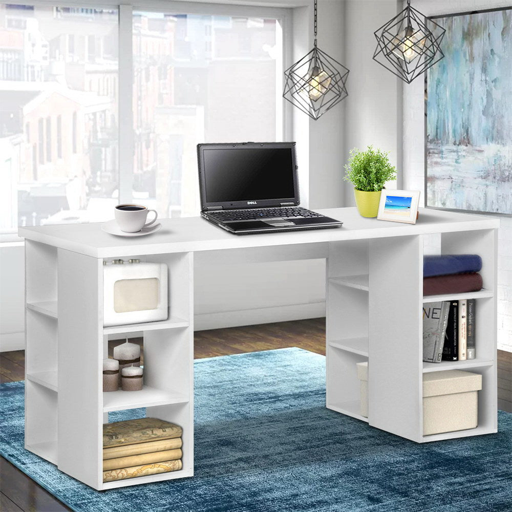 Desks: Artiss Computer Desk Bookshelf White 150CM