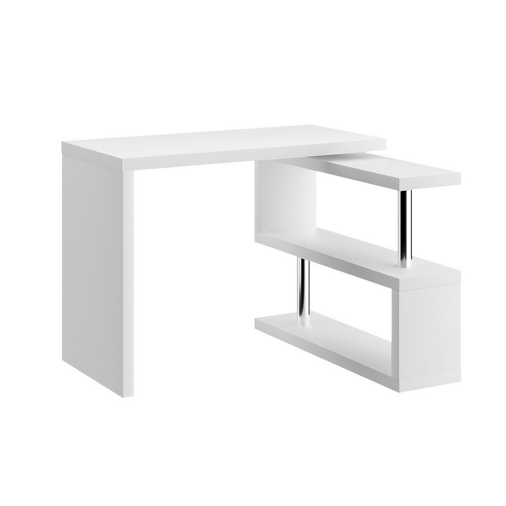 Desks: Artiss Computer Desk L-Shape Bookshelf White