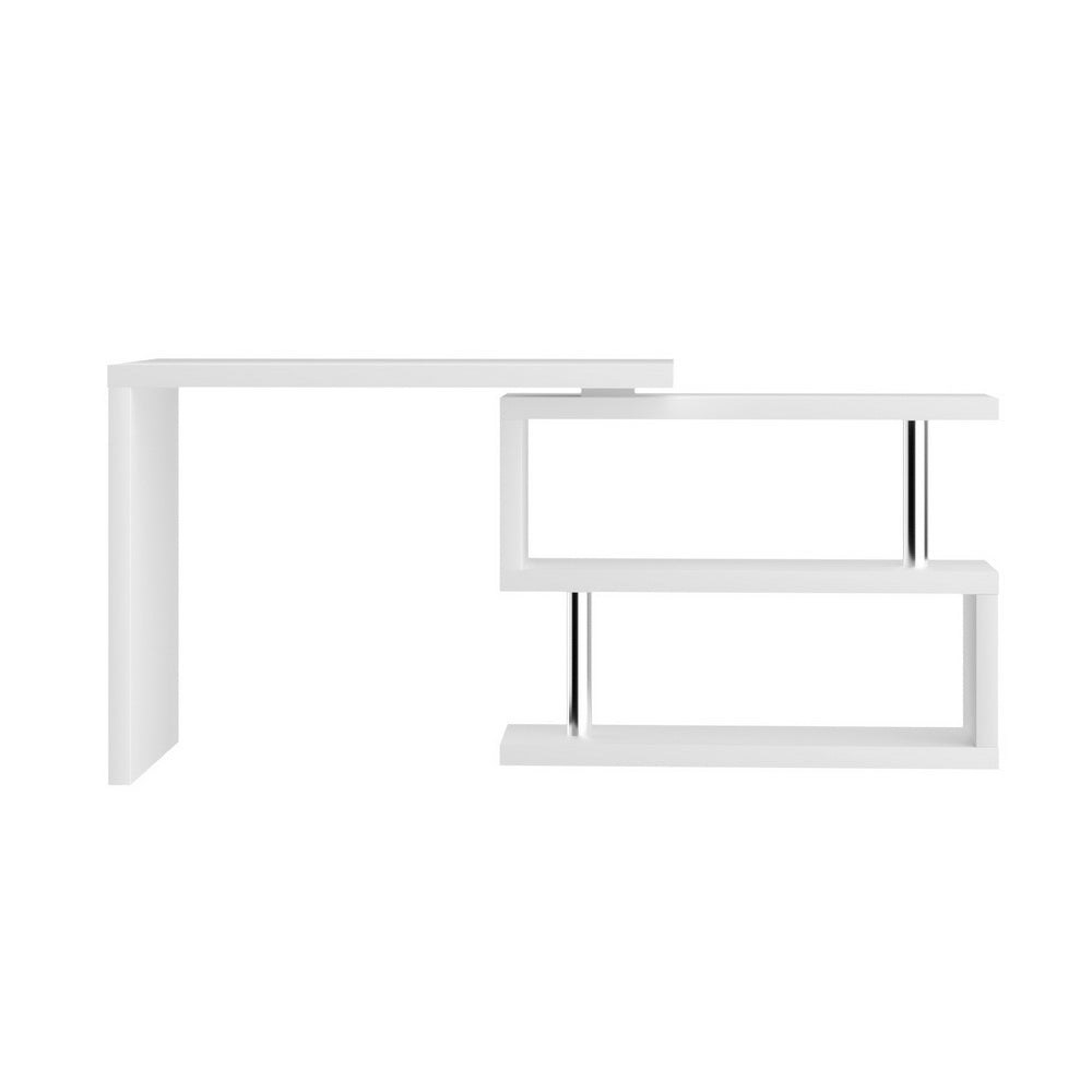 Desks: Artiss Computer Desk L-Shape Bookshelf White