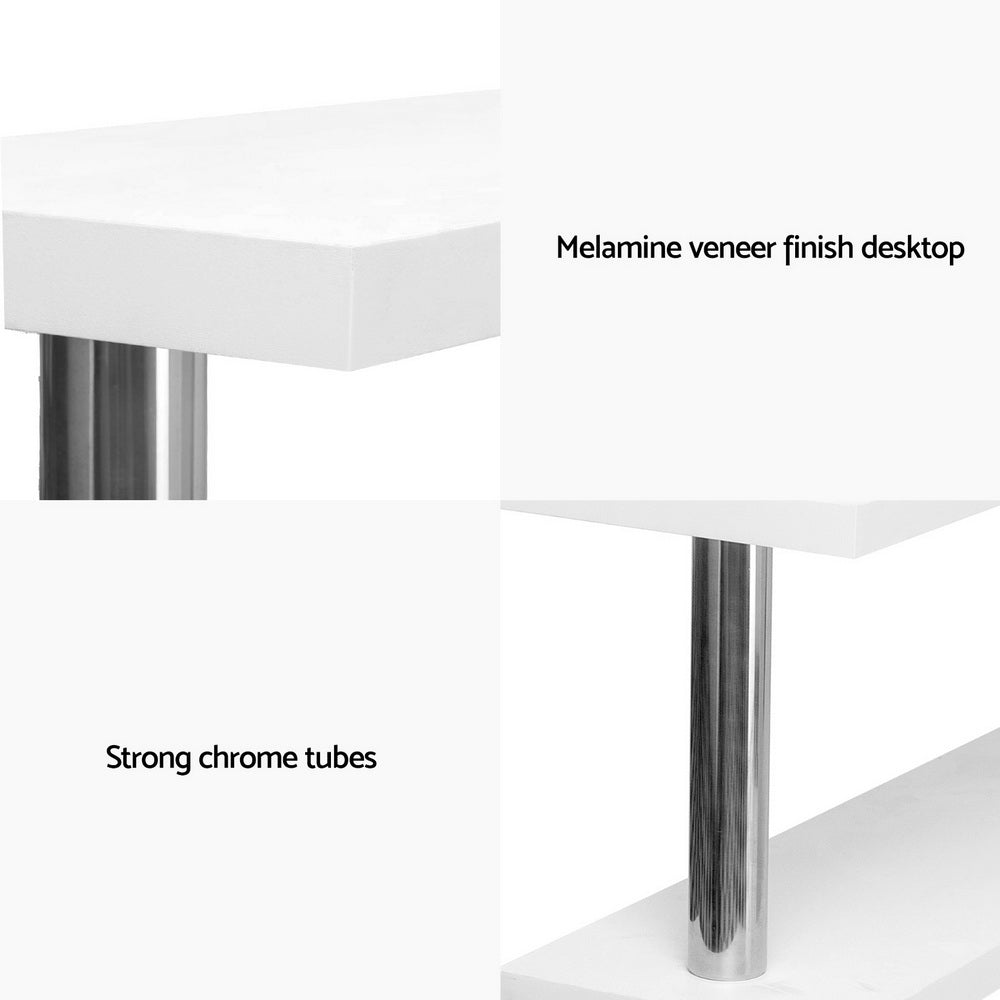 Desks: Artiss Computer Desk L-Shape Bookshelf White