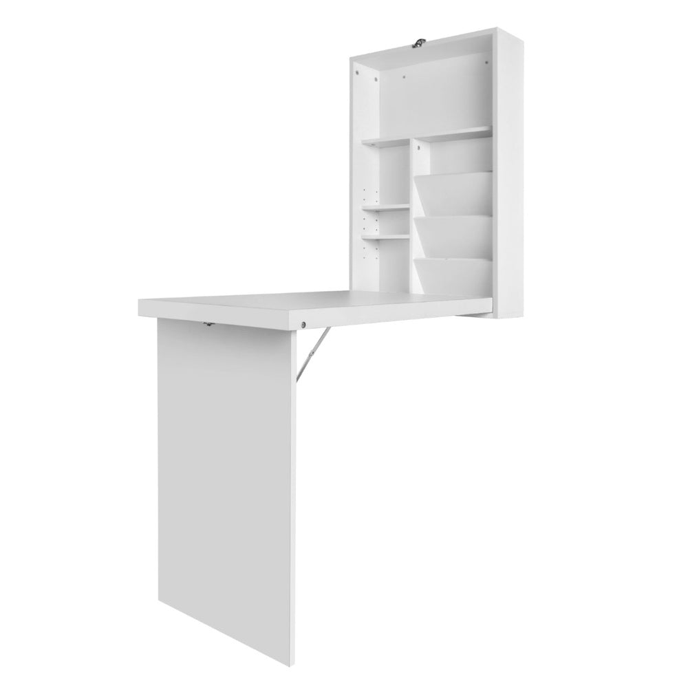 Bookcases & Shelves: Artiss Computer Desk Bookshelf Wall Mount White