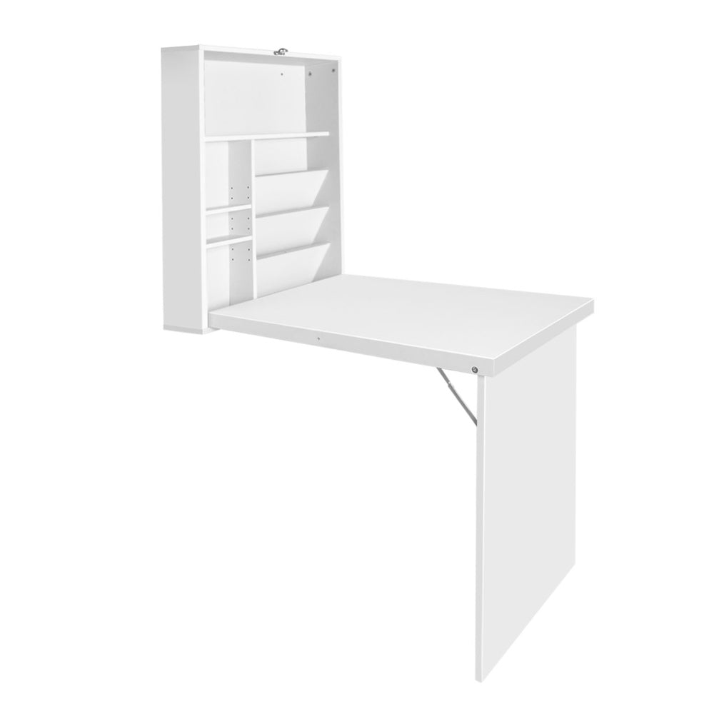 Bookcases & Shelves: Artiss Computer Desk Bookshelf Wall Mount White