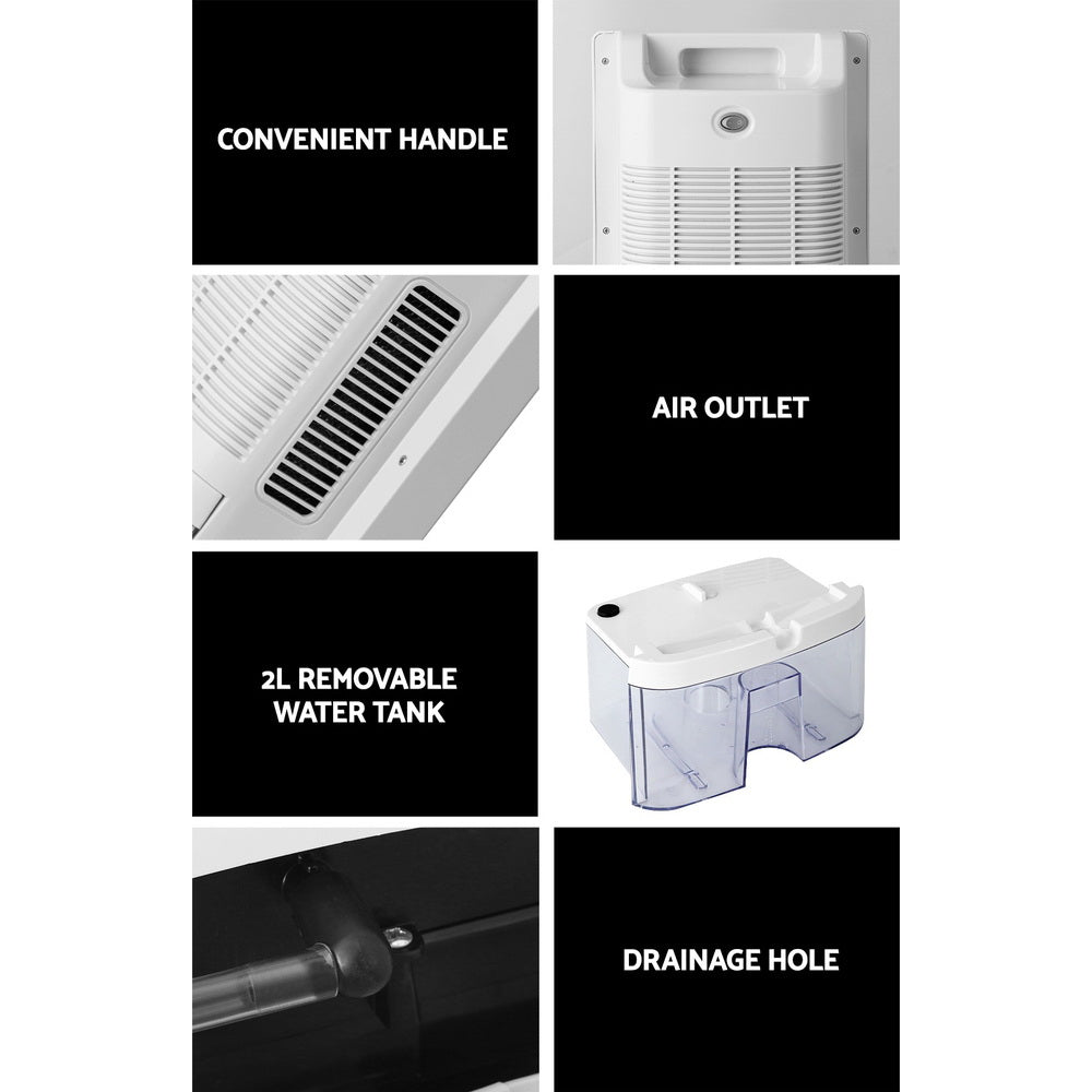 Dehumidifiers: Devanti Dehumidifier 2L Air Purifier White