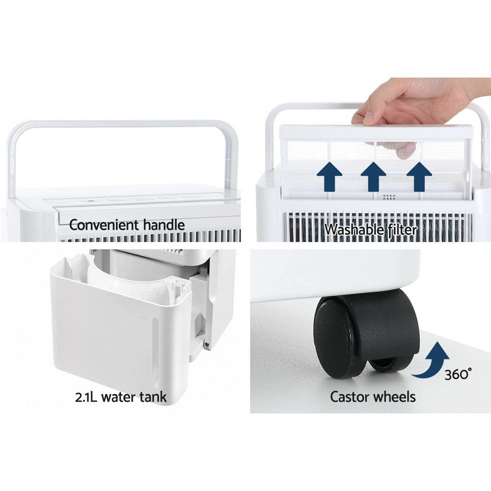Dehumidifiers: Devanti Dehumidifier 12L Air Purifier White