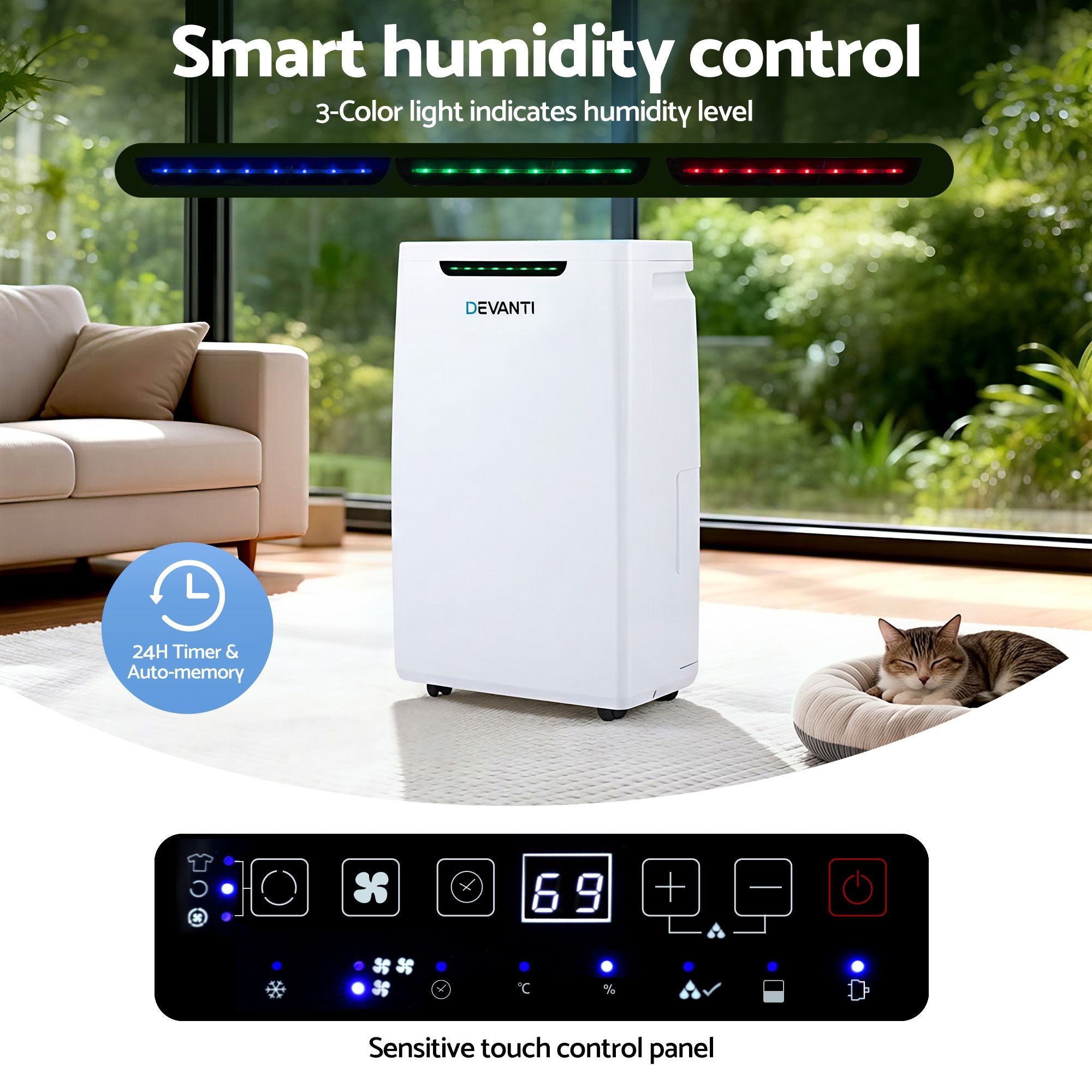 Devanti 16L Dehumidifier Portable Air Dryer Moisture Absorber 5.5L Water Tank Home