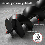 Giantz Post Hole Digger Auger Drill Bit Set 100mm 200mm 300mm Carbon Steel Black