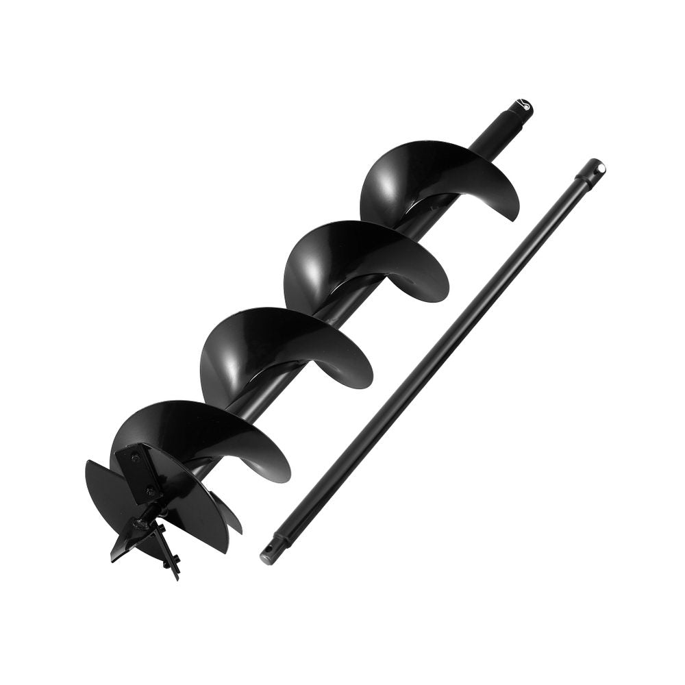 Outdoor Power Equipment: Giantz Post Hole Digger Auger Drill Bit 200mm with 80cm Extension Shaft Black