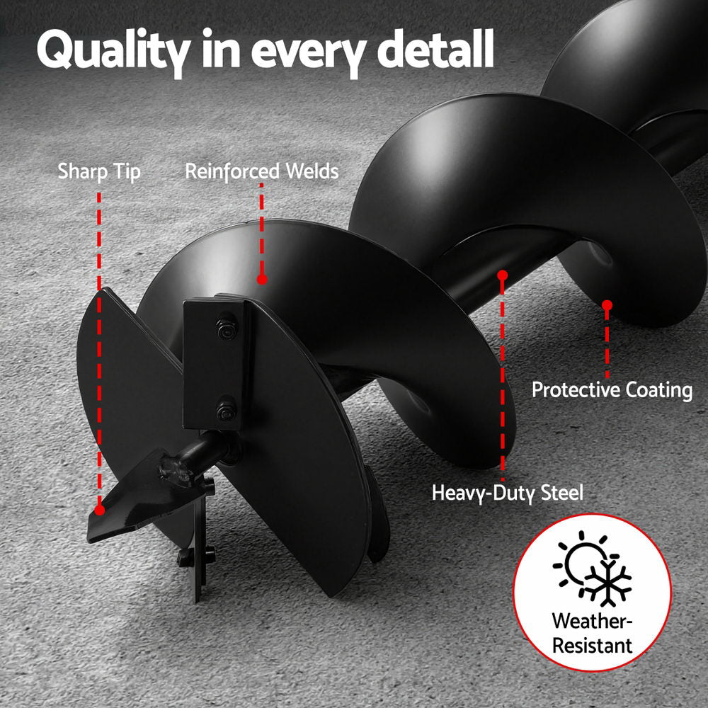 Outdoor Power Equipment: Giantz Post Hole Digger Auger Drill Bit 200mm with 80cm Extension Shaft Black