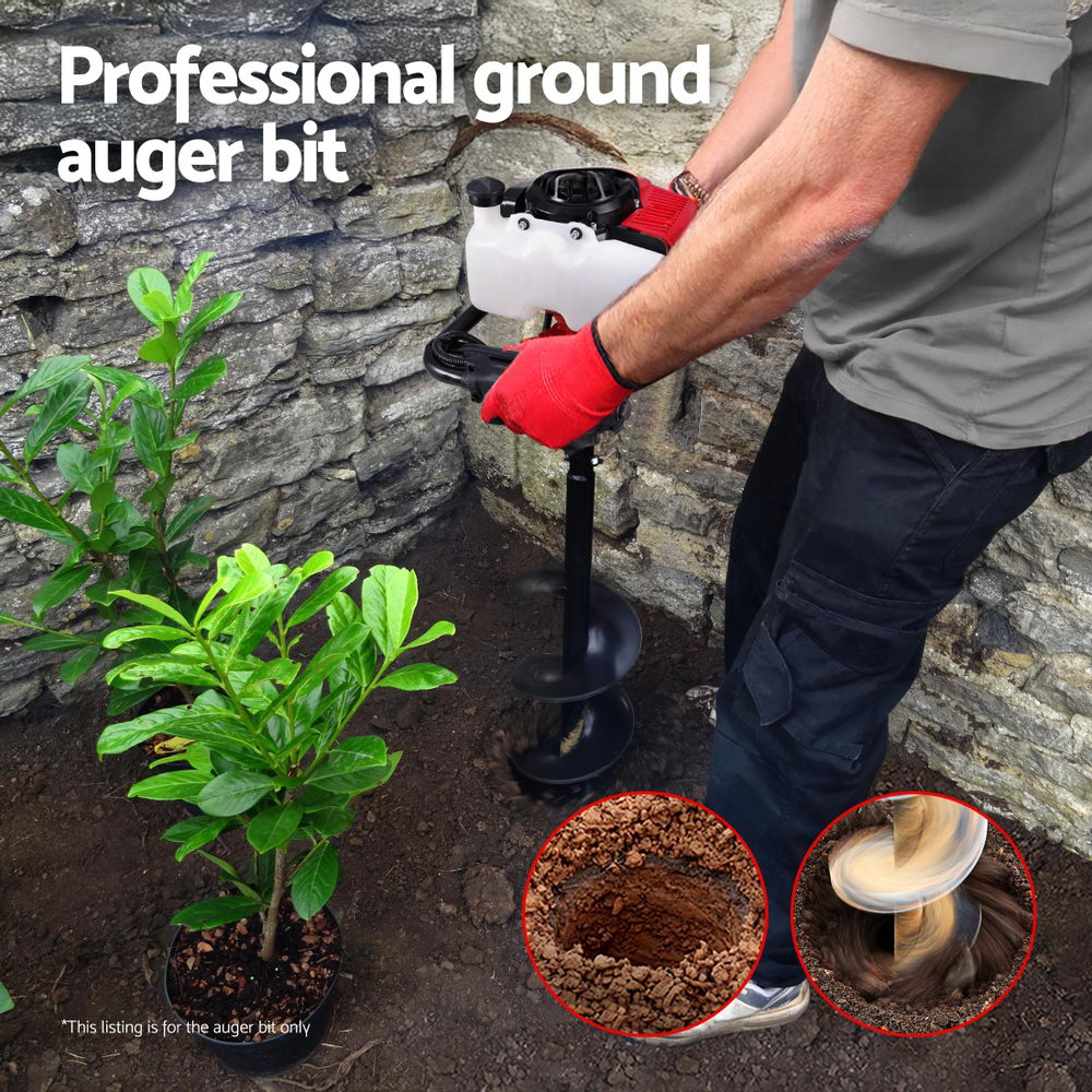 Outdoor Power Equipment: Giantz Post Hole Digger Auger Drill Bit 300mm with 80cm Extension Shaft Black