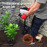 GIANTZ Post Hole Digger Auger Drill Bit 300mm with 80cm Extension Shaft Black