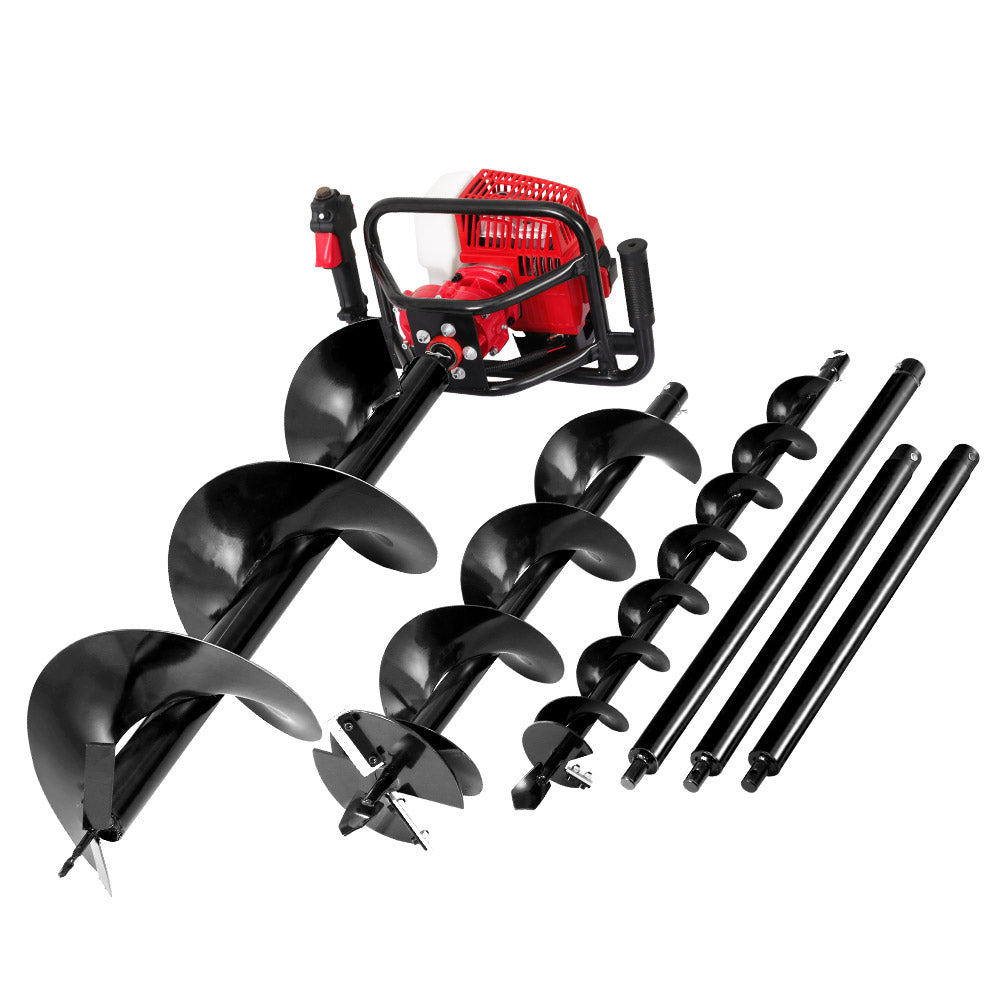 Outdoor Power Equipment: Giantz Post Hole Digger Petrol Motor Drill Extension Auger Bits Kits